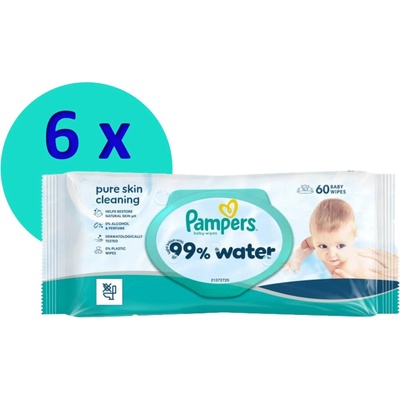 Pampers Dětské čisticí ubrousky s 99 % vody 6 x 60 ks