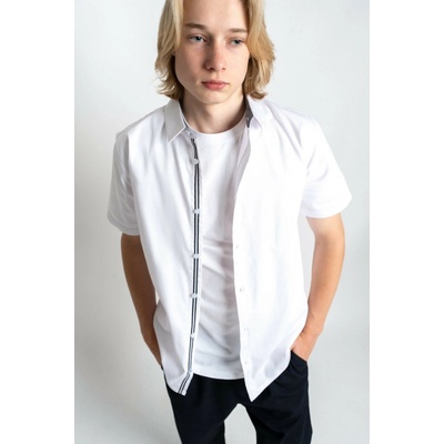 Chlapecká bílá košile regular střihu s krátkým rukávem bílá – Zboží Mobilmania