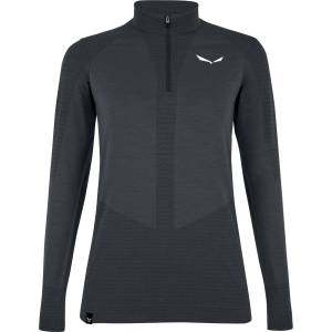 Salewa Дамско мериносово термобельо Salewa Women's Zebru Medium Warm AMR Half Zip Tee Merino base layer - Onyx - размер 40 (EU) (115-1515-0414)