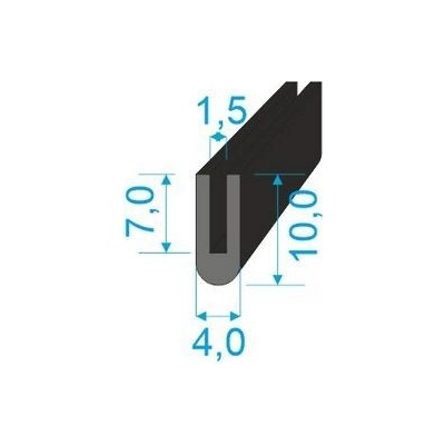 00535016 Pryžový profil tvaru "U", 10x4/1,5mm, 60°Sh, EPDM, -40°C/+100°C, černý | Zboží Auto