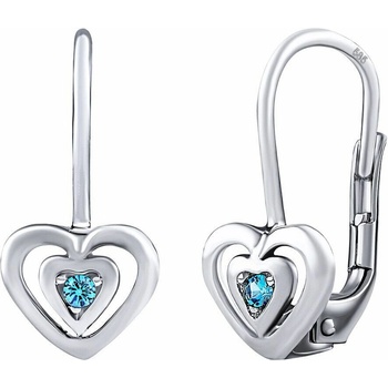 Silvego Zlaté detské náušnice srdce s prírodným modrým topazom SILVEGOB70536WBT