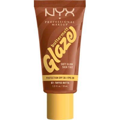 NYX Professional Makeup Buttermelt Glaze Soft Glow Skin Tint SPF30 rozjasňující make-up s uv ochranou 07 Toffee Butta 30 ml