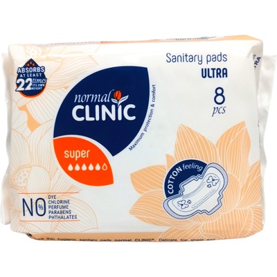 CLINIC дамски превръзки, Ultra, Памук, Super, 8 броя