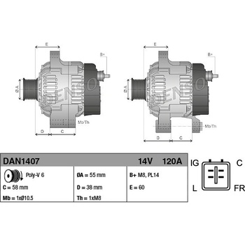 DENSO Alternátor DAN1407