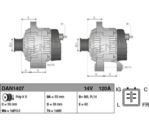 DENSO Alternátor DAN1407