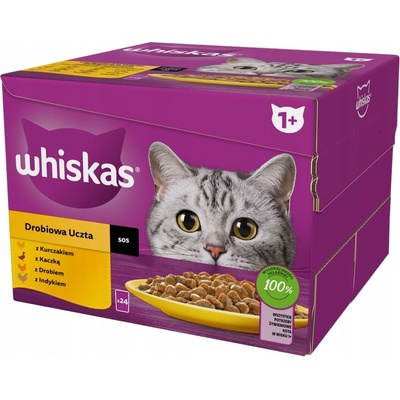 Whiskas kuracie mäso kačacie hydinové morčacie v omáčke 24 x 85 g
