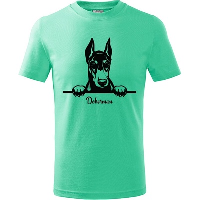 T-ričko Doberman detské tričko s vlastným textom biela čierna