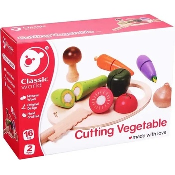 Classic World Детски дървен комплект за рязане - зеленчуци