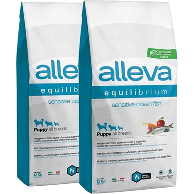 Alleva SP EQUILIBRIUM кучешка чувствителна океанска риба за кученца всички породи 2 x 12 кг