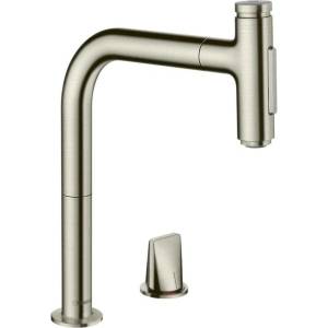 Hansgrohe Кухненски смесител Hansgrohe Metris M71 200 sBox с издърпващ се душ, четкан хром, с 2 струи (73818800)