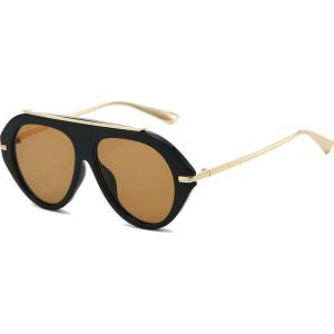 Techsuit Слънчеви очила Techsuit Premium Sunglasses (8092) - дамски, авиаторски, плосък връх - Черен / Кафяв (KF2364752) Слънчеви очила