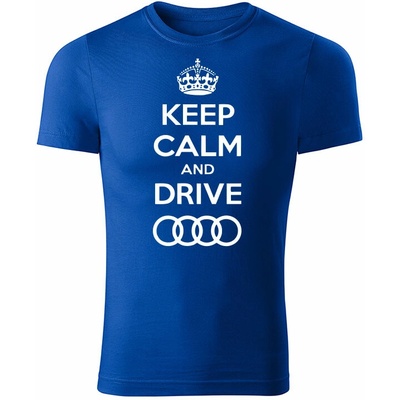 Tričko Keep calm and drive Audi pánske tričko oranžová biele