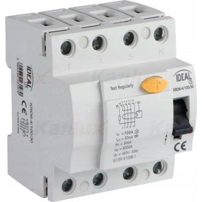 PROUDOVÝ CHRÁNIČ 4P 100A AC 30mA KANLUX IDEAL KRD6-4/100/30 23197