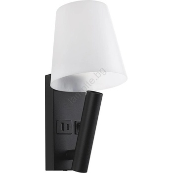 V-TAC Led стенна лампа с usb порт led/2w/230v 3000k черна/бяла (vt2283)