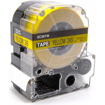 Compatible Epson LK-SC36YW, 36mm x 9m, черен печат / жълт фон, съвместима лента (LKSC36YW)