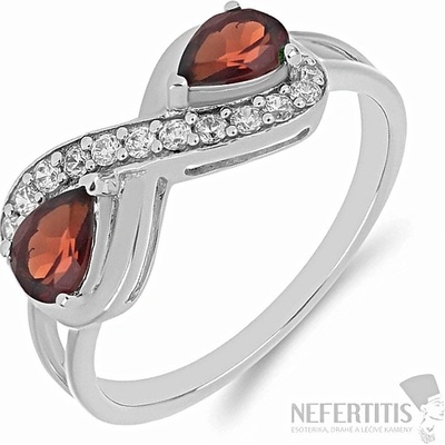 Nefertitis Prsten stříbrný s broušeným granátem a zirkony 016796 GT