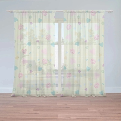 Sablio Záclony Srdiečka a špirály: 2ks 150x250cm