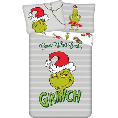 Jerry Fabrics Vianočné bavlna obliečky 140x200 70x90 Grinch "Guess Who´s back"