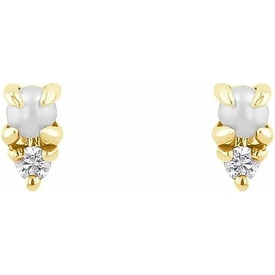 Eppi Zlaté náušnice s perlami a lab-grown diamantmi Chaney E46313