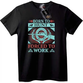NOONEBRAND Тениска Роден за Лов, Принуден да Работи - 2XL, Black