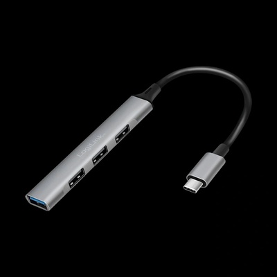 LogiLink USB 3.2 Gen1 Type C, 4-портов тънък концентратор с алуминиев корпус