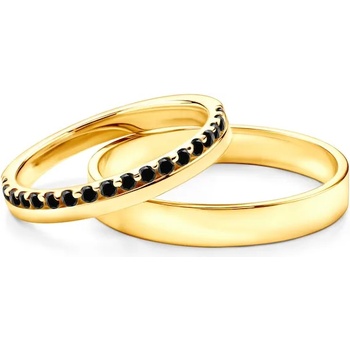 Image 1 of SAVICKI Сватбени халки Dream: злато, черни диаманти, плоски. 3 мм