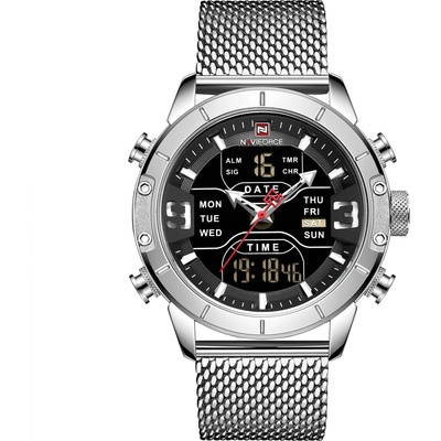 Naviforce Мъжки часовник NaviForce Stirious, Неръждаема стомана, Хронограф, Сребрист (NAVIFORCE-9153S-SILVER)