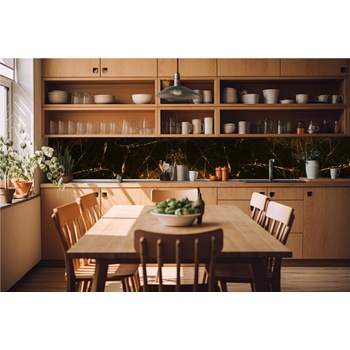 DIMEX ART s. r. o Фототапет за кухня - черен и златен мрамор 420 x 60 см