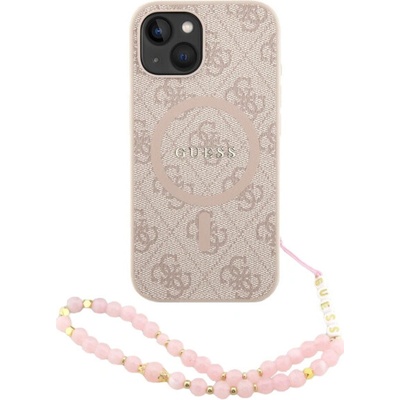 Guess 4G Colored Ring Strap kryt s pútkom a MagSafe pre iPhone 14 - ružový 57983125441
