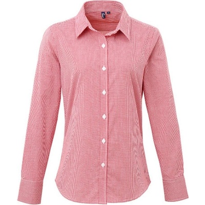 Premier Workwear Dámska bavlnená košeľa s dlhým rukávom PR320 Red