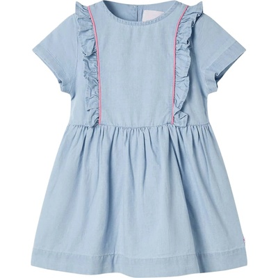 vidaXL Детска рокля с волани, нежно синьо, 140 (10908)