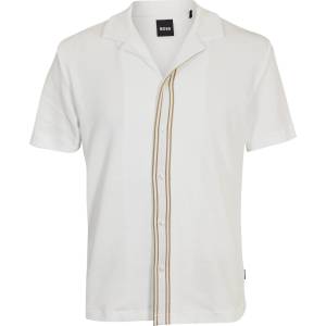 HUGO BOSS Риза с къс ръкав Boss Mens BOSS BLACK Pasini Short Sleeve Collared Shirt with Contrast Trim - White 100