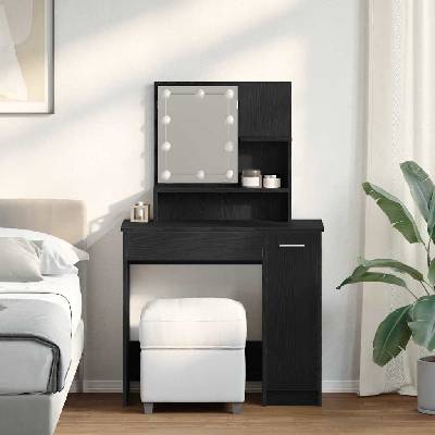 vidaXL Тоалетка с рафт Черния дъб 86, 5 x 35 x 136 cm Инженерно дърво (862108)