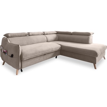 Miuform Бежов кадифен ъглов диван (десен ъгъл) Sweet Harmony - Miuform (822MO232)