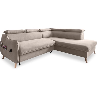 Miuform Бежов кадифен ъглов диван (десен ъгъл) Sweet Harmony - Miuform (822MO232)