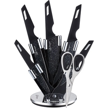 Bachmayer Комплект ножове с поставка bachmayer bm 313, 7 части, Ножици, Неръждаема стомана, Черен (1630180154)