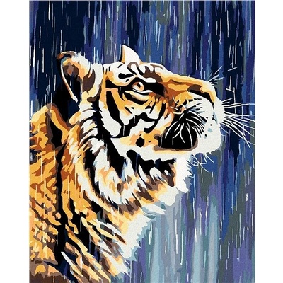 zuty Malování podle čísel Tygr u vodopádu 80 x 100 cm bez rámu a bez vypnutí plátna