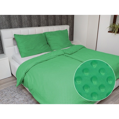 Biante Hrejivé obliečky Minky TOP 3D bodky MKP-054 Sýto zelené 140x200 70x90