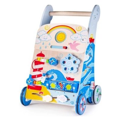 Bigjigs Toys - Дървен уокър - Проходилка с активности 6 в 1 - Море (BB114)
