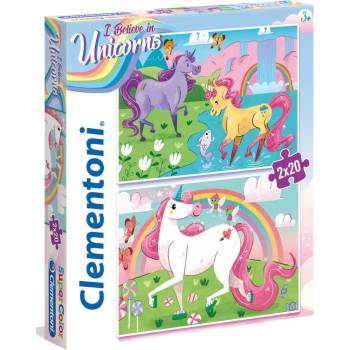 Clementoni - Puzzle 2x20 Brilliant Puzzle: I Believe in Unicorns - 40 - 99 piese