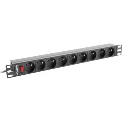 Lanberg pdu 1u 16a с 9 гнезда и 3 м черен кабел със защита от пренапрежение (pdu-09e-0300-bk) (pdu-09e-0300-bk)