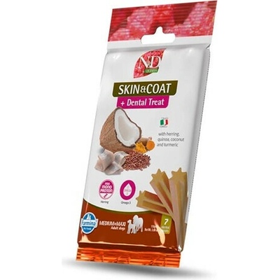 FARMINA N&D Quinoa Dental Treat Skin Coat Herring Medium Maxi 7 ks Dentálna maškrta pre stredné a veľké psy 100 g
