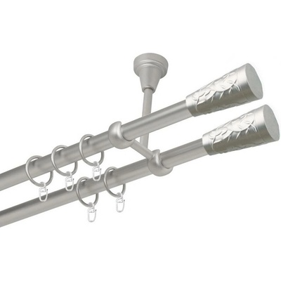 OK-GarnýžeCZ Garnýž kovová dvouřadá 16mm Sevilla double satina 330 cm do stropu / kroužky s háčkem