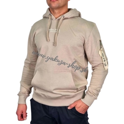 Alpha Industries Organic EMB Hoody pánska mikina Beige