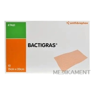 BACTIGRAS Krytie na rany 15 x 20 cm antiseptické tylové krytie 10 ks