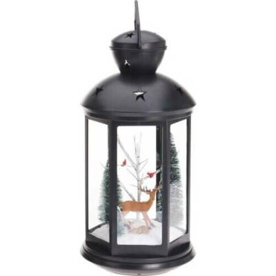 Home Styling Collection Lampion se sváteční scénou, 43 cm černá