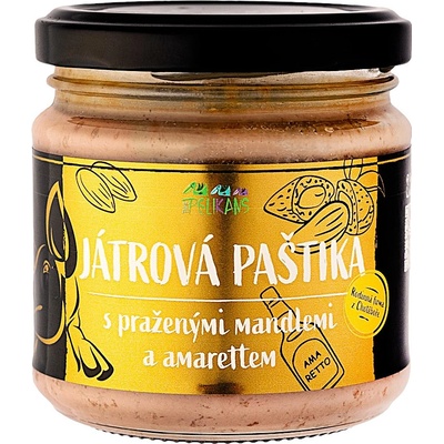 The Pelikans Játrová paštika s praženými mandlemi a amarettem 170 g