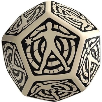 Kostka D12 Hit Location béžovo-černá