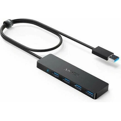 Hub Anker UltraSlim, 4 порта, USB 3.0 , Черен (A7516016) (A7516016)