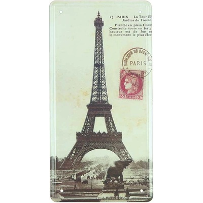 Plechová cedula Paris Eiffelova veža 16x31cm